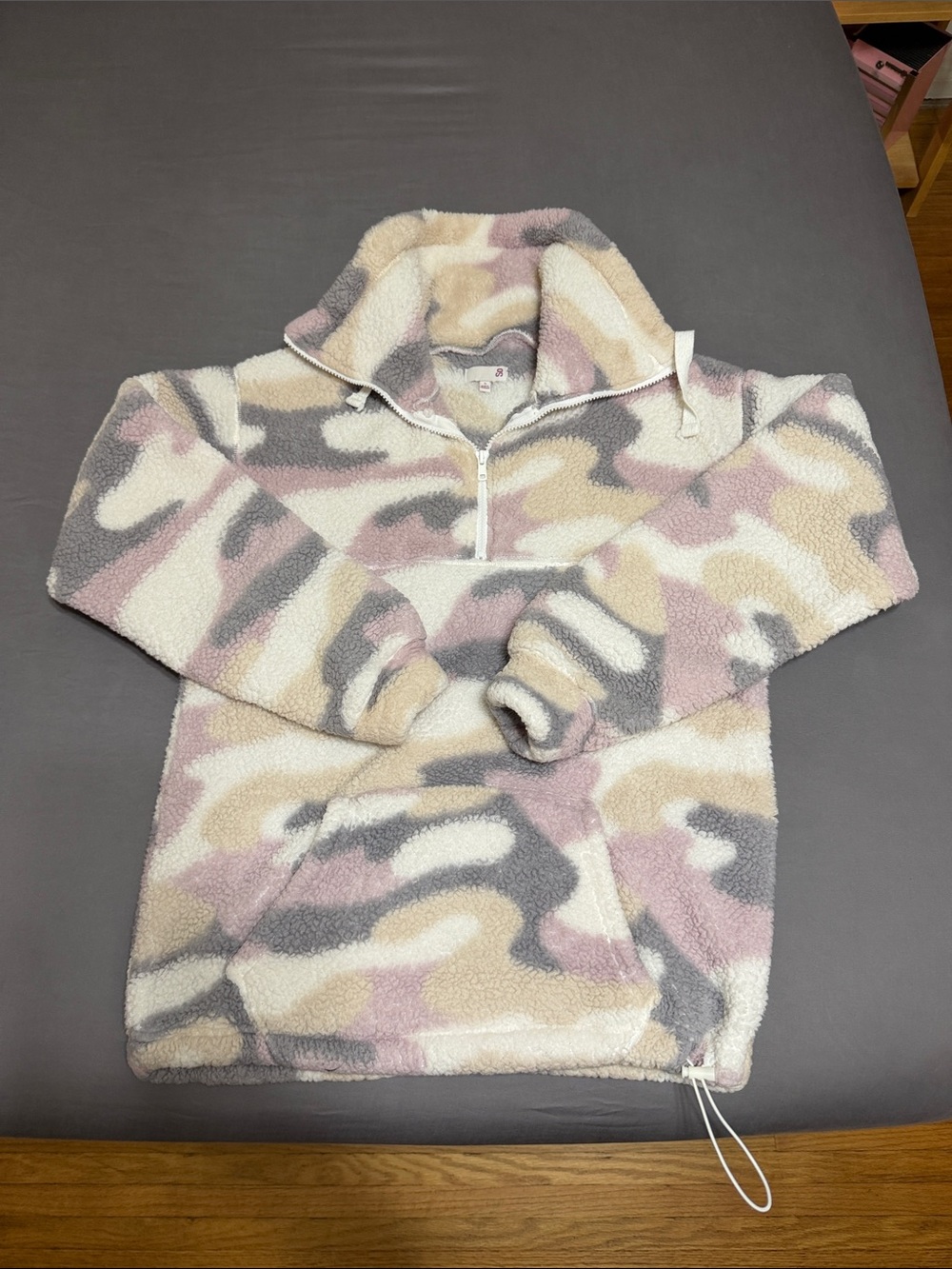 Cozy Sherpa Quarter-Zip Pullover - Pastel Camo